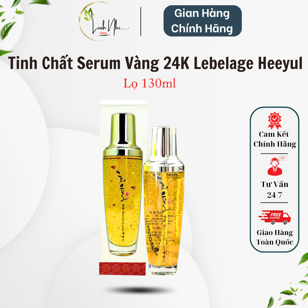 Serum Tinh Chất Vàng 24K Lebelage Heeyul Premium Gold GC Hàn Quốc, Giúp Da Sáng Đều Màu Và Làm Mờ Thâm Nám Lọ 130ml