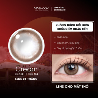 Kính áp tròng VIVIMOON LENSPRESSO cận nâu tây cho mắt thở CREAM, lens 6 tháng (Giá 01 đôi)