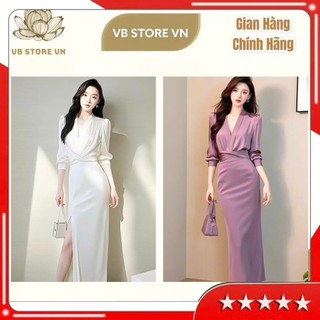 Đầm Lụa Dáng Ôm Dài Buộc Eo , Váy Nữ Công Sở Dáng Bút Chì