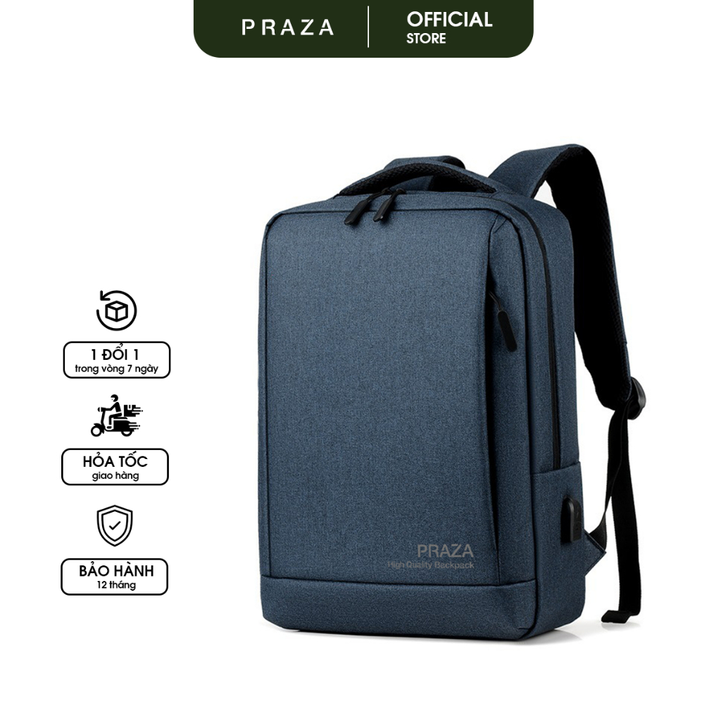 Balo Công Sở Đựng Được Laptop 15.6 inch, Có Cổng Sạc USB Và Trượt Nước Cao Cấp PRAZA - BL198