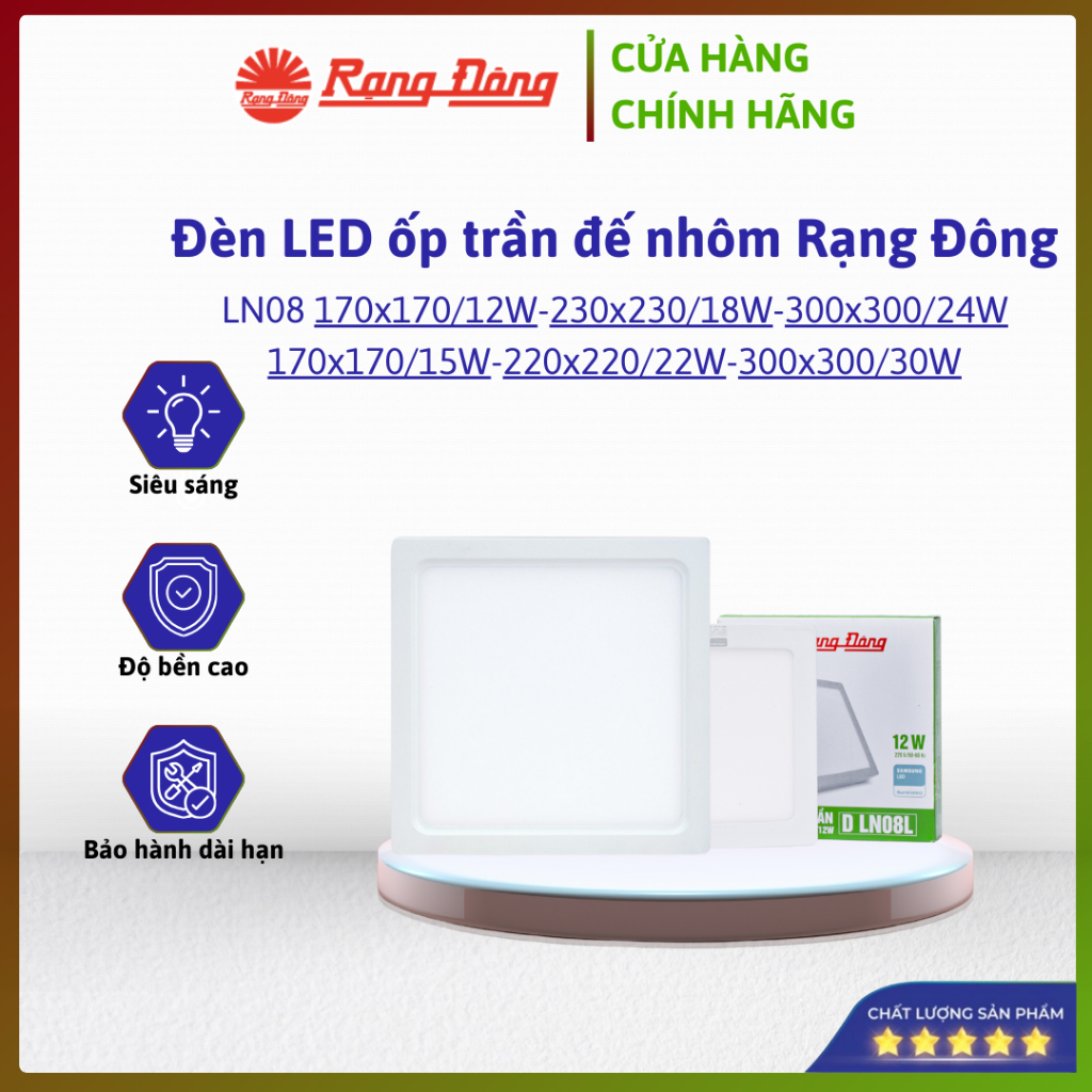 ĐÈN LED ỐP TRẦN LN08 – GIẢI PHÁP CHIẾU SÁNG HIỆN ĐẠI, TIẾT KIỆM ĐIỆN NĂNG