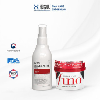  Combo Xịt Kích Mọc Tóc Hasol 100ml + Kem Ủ Tóc Fino Nhật Bản Mềm Mượt 230g 