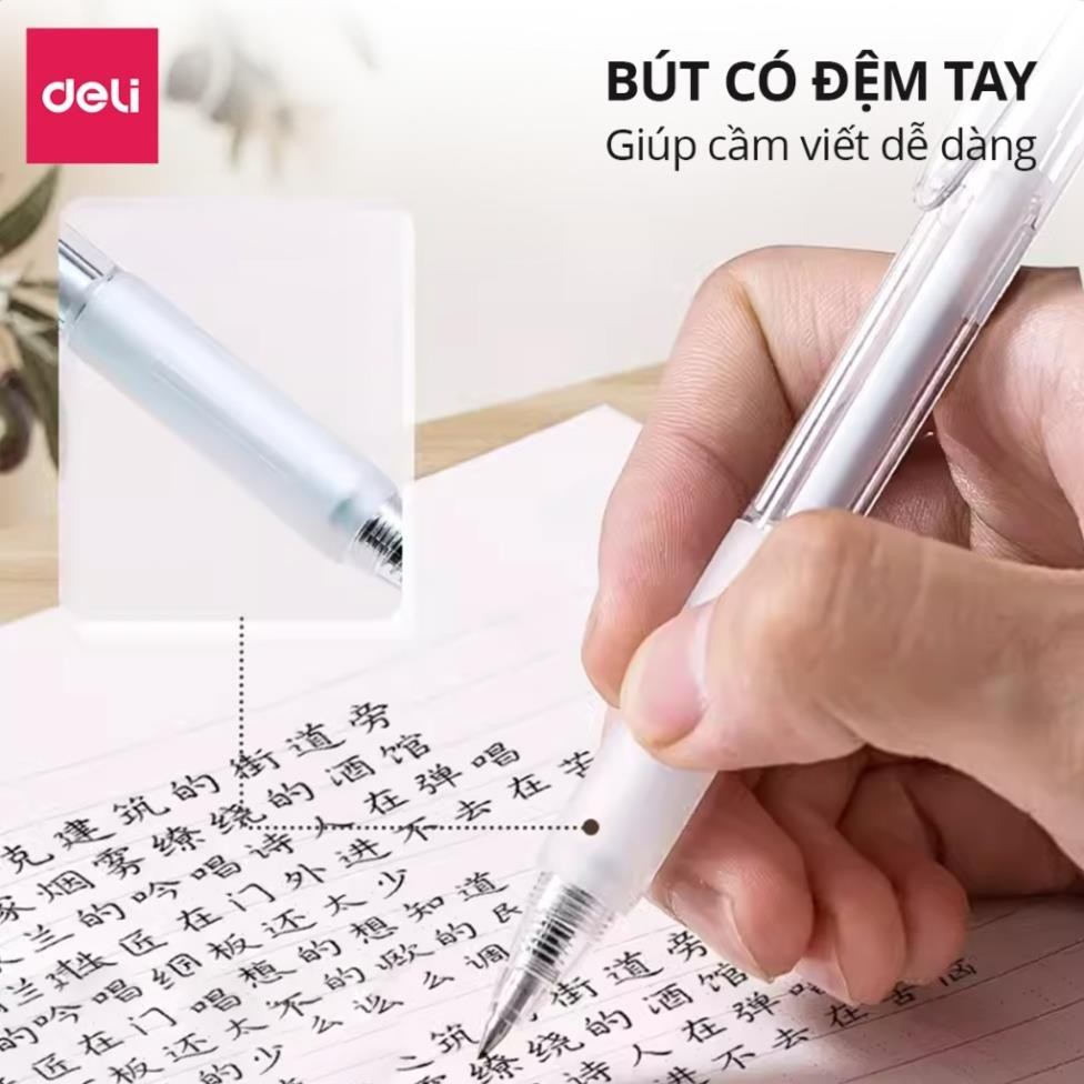 【COMBO 5/3】Bút Gel Bút Bi Nước Deli A057B Mực Màu Đen Xanh Đỏ Chính Hãng Bút Mực Gel Ngòi 0.5mm-A057