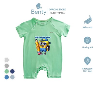 Bộ body cộc tay cài chéo in hình SpongeBob BENTY BT115 cao cấp, bodysuit thấm hút mồ hôi tốt