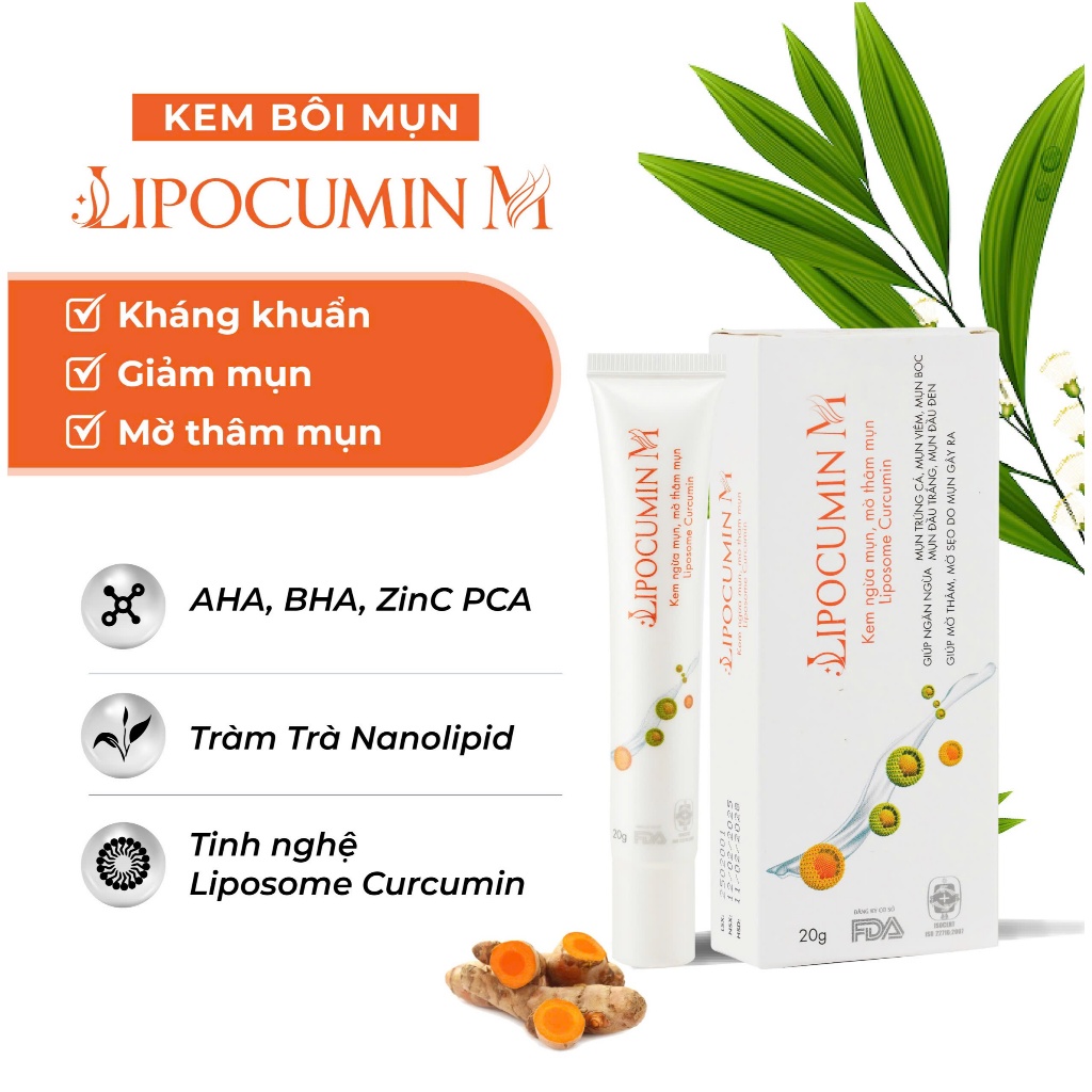Kem chấm mụn, mờ thâm sẹo - LIPOCUMIN M. Hiệu quả sau 3-5 ngày