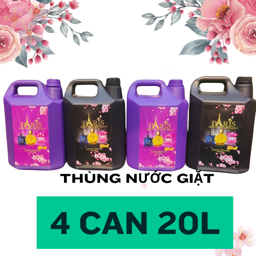 COMBO 4 CAN Nước Giặt Paris 5L – Dùng Cho Máy Giặt & Giặt Tay – Siêu Sạch Thơm Lâu - Nước Giặt 5 LÍT