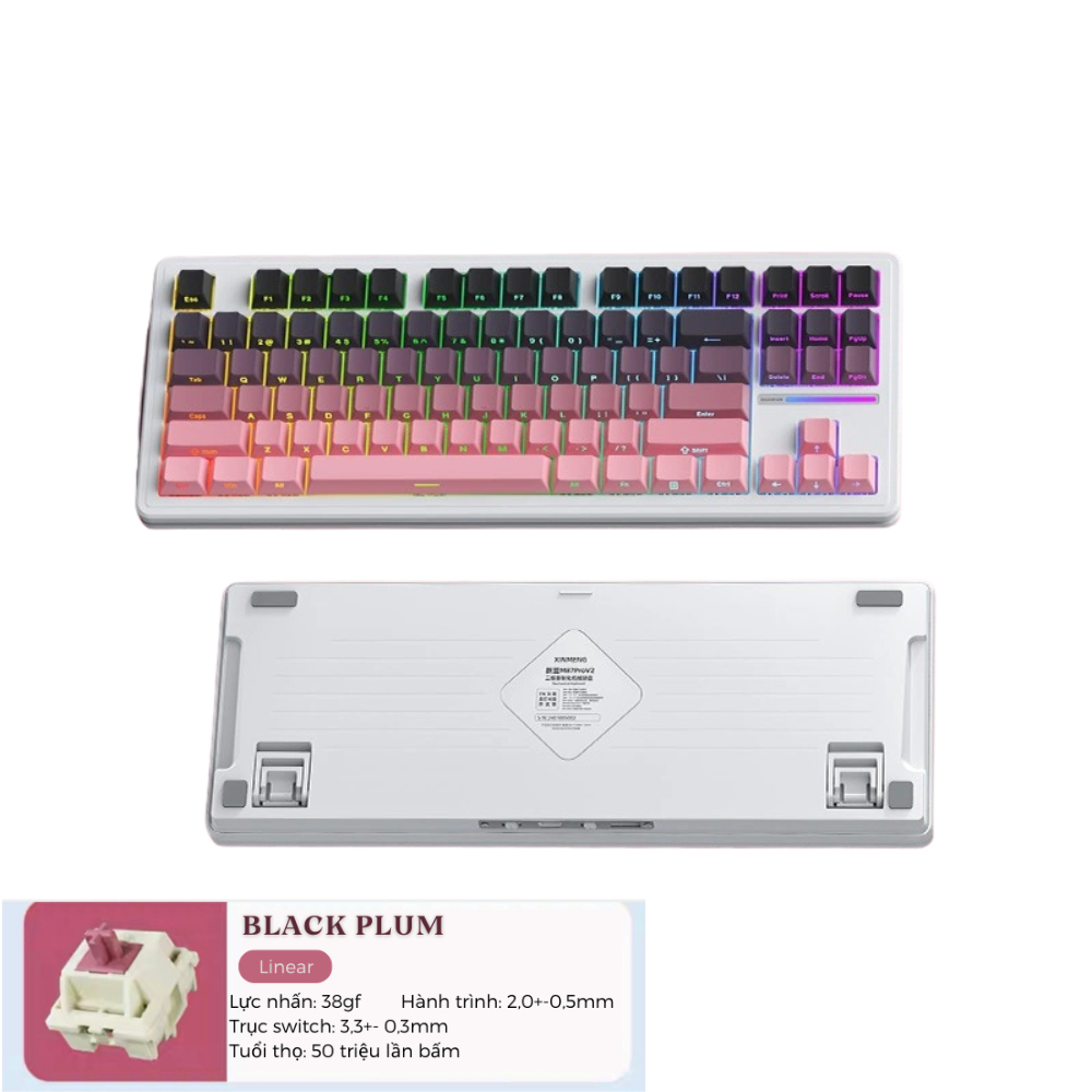 Bàn Phím Cơ Silent Xinmeng M87 V2 Không Dây Bluetooth Gaming LED RGB Pro App Custom Hotswap , 3 Mode | BigBuy360 - bigbuy360.vn