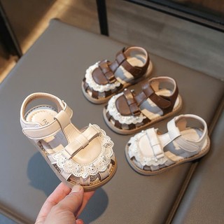  Dép sandal bé gái Dép rọ Viền Ren siêu xinh da mềm êm chống trơn trượt có quai dán tiện lợi cho bé 6101 