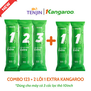 (Tặng Gông) Combo 5 Lõi Lọc Nước Kangaroo Lõi Lọc Thô 123 + 2 Lõi Số 1 Dành Cho Máy Lọc Nước RO Có 3 Cốc Lọc 10 Inch