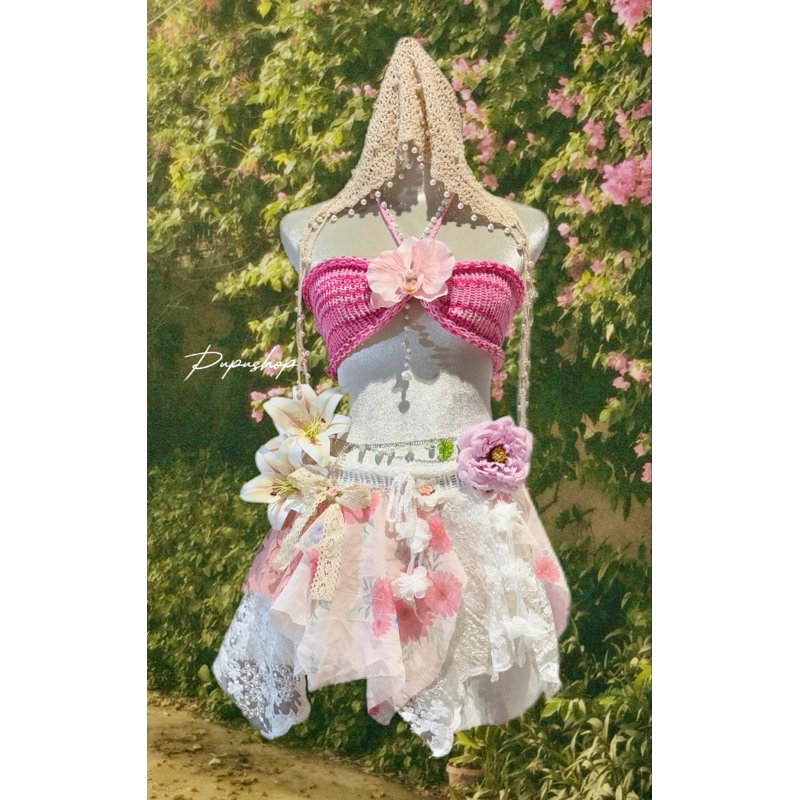 Set bikini len móc đi biển - Bikini kèm chân váy phong cách fairy[ Ảnh chính chủ shop thiết kế]