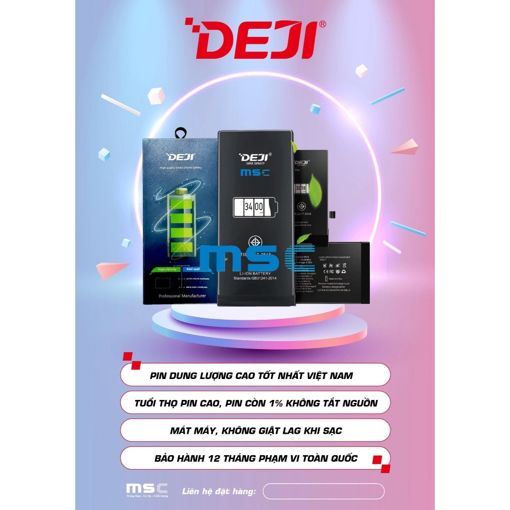 Pin DEJI Dung lượng chuẩn và cao chính hãng full dòng máy