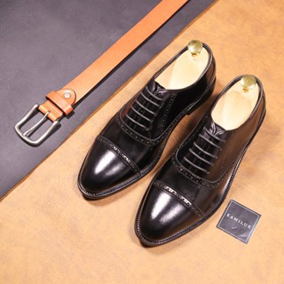  Giày Tây Nam Oxford Công Sở Cao Cấp KAMILUX Đế Phíp Da Bò Nguyên Tấm Lịch Lãm Sang Trọng OF68 