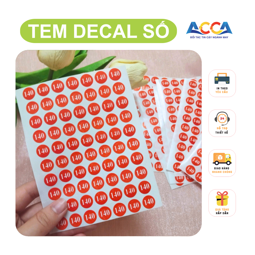 [SIÊU SALE] Tem decal size size số, size quần áo trẻ em số 80, 90 đến 150, 70 tem/tờ