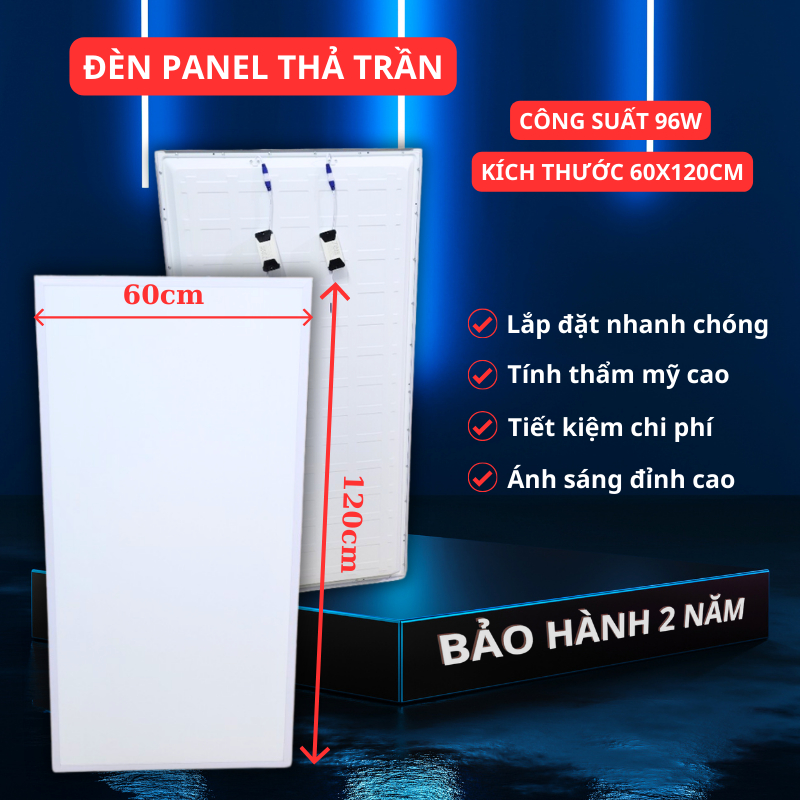 [Hỏa Tốc Hà Nội] Đèn Panel thả trần 60x120cm công suất 94W phù hợp với nhà xưởng văn phòng CLB bia L
