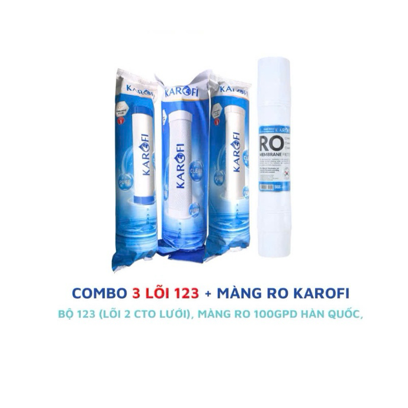 Combo bộ lọc thô+ màng RO cho máy Karofi S-s038, OP1310, O07, P95, U03, U05, U95, D52...