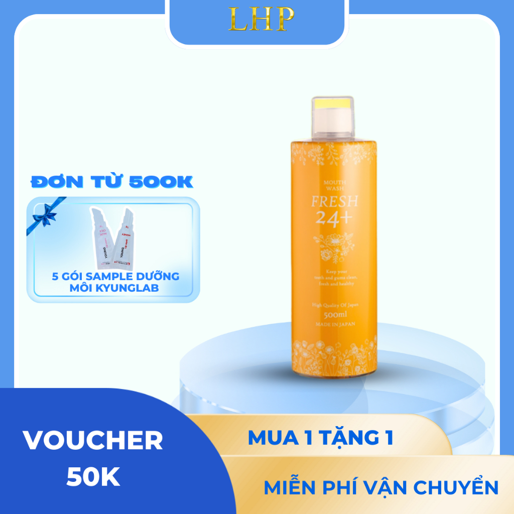 Nước súc miệng Mouth Wash Fresh 24+ dành cho người lớn - ngăn ngừa sâu răng, bảo vệ răng miệng