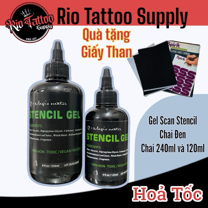 (Tặng Scan than) Gel scan hình xăm stencil gel đen
