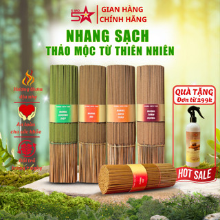 Nhang Sạch 5SAO 1kg mix 2 mùi, hương thơm từ thảo mộc, it khói, hương quế, khuynh diệp, bài, trầm hương, bách thảo