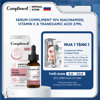 Serum Compliment 10% Niacinamide, Vitamin C & Tranexamic acid dưỡng trắng và trẻ hoá da 27ml