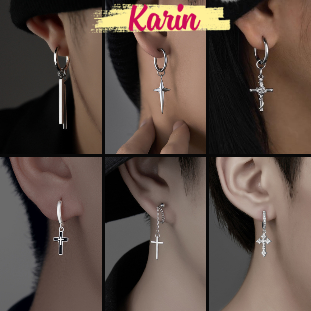 Bông Tai Tròn Thánh Giá Nam Nữ Karin Accessories – Khuyên Tai Titan Không Gỉ, Gothic Thời Trang Cá Tính Bền Đẹp