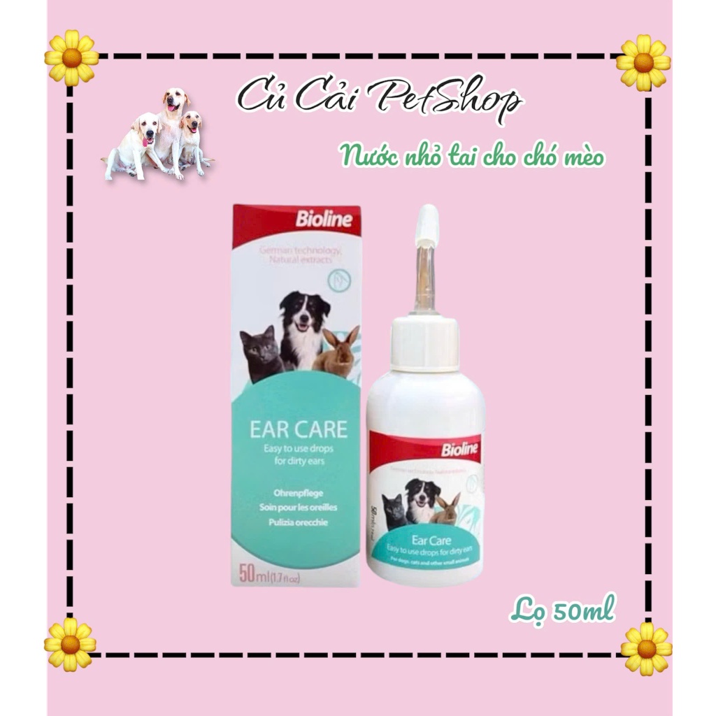 Nước Nhỏ Tai Bioline 50ml - Vệ Sinh Và Khử Mùi Hôi Trong Tai Chó Mèo