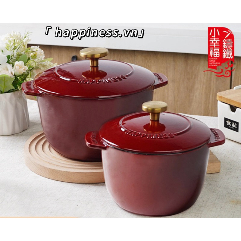 Nồi gang tráng men hầm HAPPINESS size 16-20