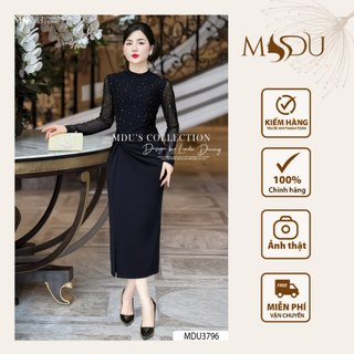 Váy Thiết Kế MDU3796 Dáng Ôm Body Sang Chảnh Ren Đính Kim Sa Cao Cấp Từ MDU K48-D1-3