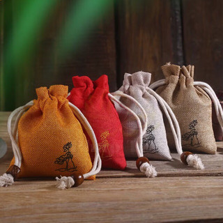 Túi Vải Thô In Hoa Sen - Đựng Vòng Tay, Hoa Khô...