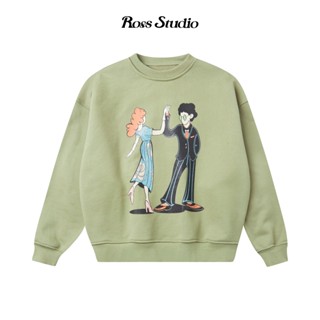 Áo Sweater ROSS STUDIO Xanh Dance Artwork Nỉ Chân Cua - DANCE WITH ME CREWNECK SWEATER