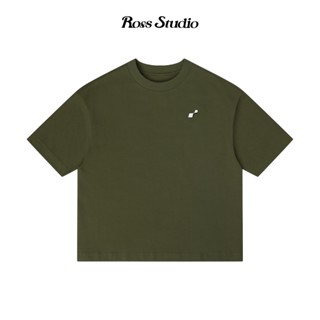 Áo Thun ROSS STUDIO Xanh Rêu Cotton 280gsm Logo Kim Loại - R IC MOSS GREEN
