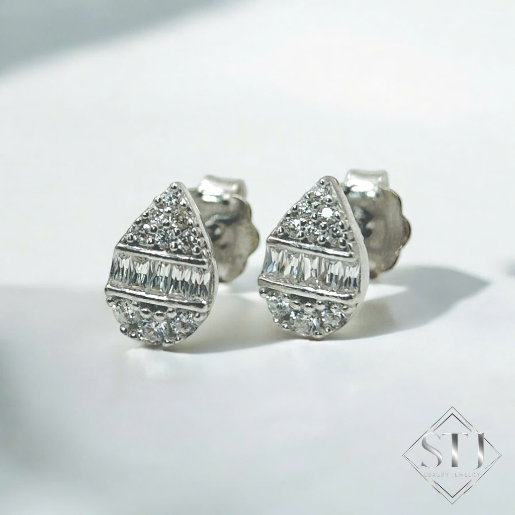 BB017 Khoen tai bạc 925 - Chui đẩy - Xi Bạch Kim 2 lớp - Chống oxi hóa, bền màu - Cao 9mm, ngang 6mm