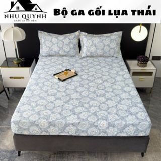 Set 3 món ga gối lụa thái nhập khẩu, bộ ga gối lụa thái loại đẹp, chất lụa thái mềm mịn, thoáng khí , không xù, sổ lông