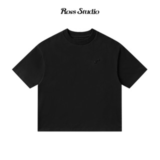 Áo Thun ROSS STUDIO Đen Cotton 280gsm Logo Kim Loại - R IC BASIC BLACK
