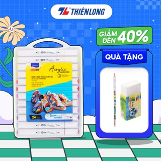 Bút lông màu Acrylic Markers 2 đầu ngòi Thiên Long Colokit 12/24/36 Màu sắc tươi sáng, Trang trí đa chất liệu