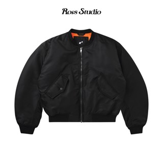 Áo Khoác Bomber ROSS STUDIO Đen Lót Bông Form Basic - R IC BOMBER BLACK JACKET