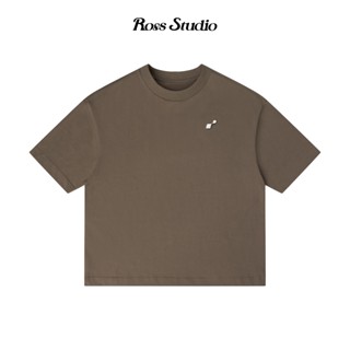 Áo Thun ROSS STUDIO Nâu Khaki Cotton 280gsm Logo Kim Loại - R IC BASIC KHAKI