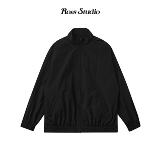 Áo Khoác Dù ROSS STUDIO Đen 2 Lớp Nylon Logo Thêu 3D Form Basic - SPORT WIND JACKET