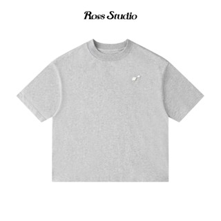 Áo Thun ROSS STUDIO Xám Tiêu Cotton 280gsm Logo Kim Loại - R IC GRAY