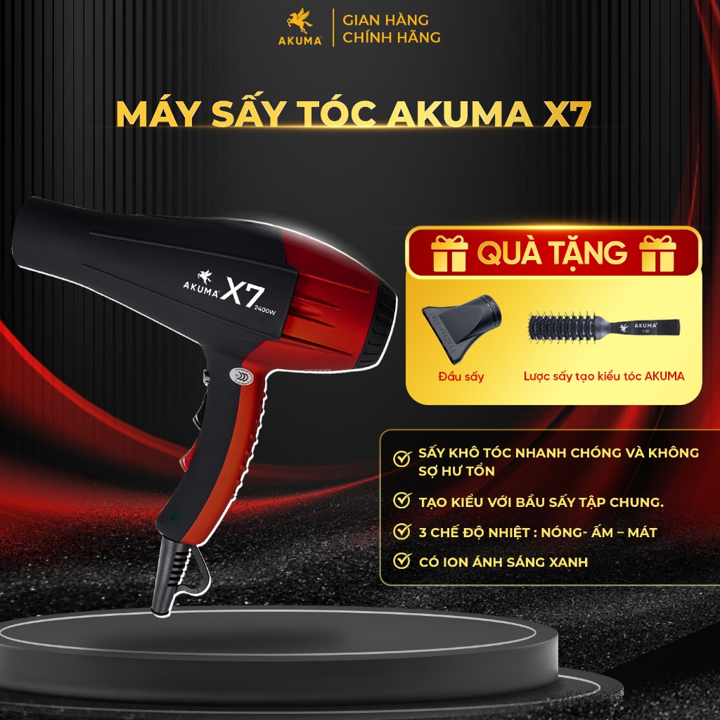 Máy Sấy Tóc AKUMA X7 Công Suất Lớn 1900W Chuyên Dùng Cho Salon Tóc 2 Chiều Nóng Lạnh Lõi Đồng Độ Bền