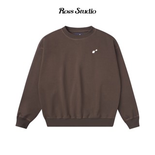 Áo Sweater ROSS STUDIO Nâu Đậm Nỉ Chân Cua 440gsm Logo Kim Loại - R IC BASIC BROWN