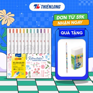 Bút lông màu bấm 6/12 màu Retractable Fiber Pens - Bút màu lông calligraphy Thiên Long Colokit 0.6mm Classic và Kawaii