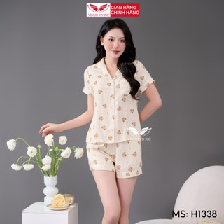 Bộ đồ ngủ nữ Pijama đũi mặc nhà VINGO tay ngắn mùa hè H1338 VNGO