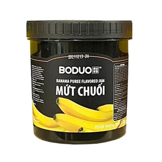  Mứt Sốt Chuối Boduo Hộp 1,36kg sốt nhuyễn đậm hương chuối thật vị màu đẹp dùng pha trà sữa latte matcha chuối 