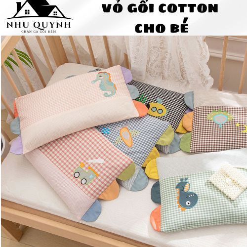 Gối nằm cho bé gối cotton cầu vồng cho bé từ 1 đến 10t kích thước 30 x 50cm vỏ gối cho bé đi học tho