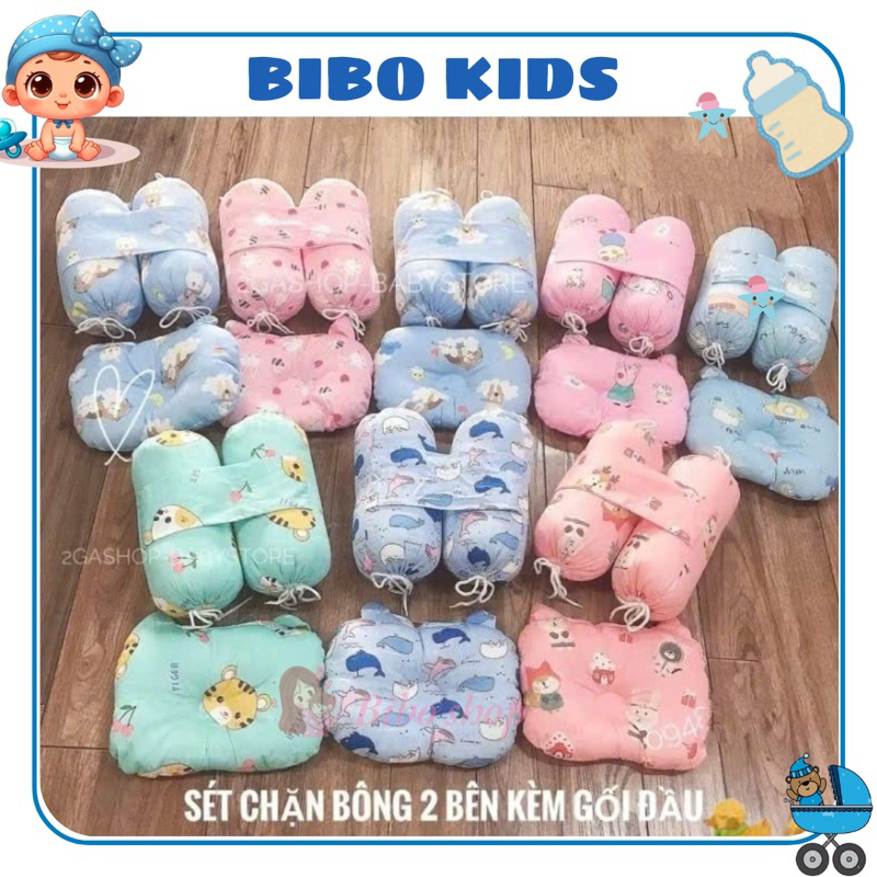 Bộ chặn kèm gối bông cho bé chất lụa cotton