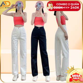  Quần dài kaki nữ ống suông lưng cao ADO JEANS có Bigsize 70kg 