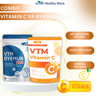 Combo Viên Uống VTM Vitamin C Và Viên uống VTM Byemun Plus Hỗ Trợ Tăng Đề Kháng, Làm Đẹp Da 30 Ngày