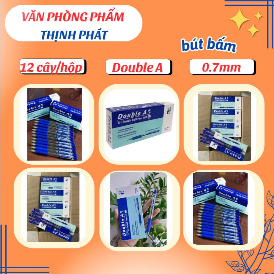 Combo 12 Hộp Bút bi Double A Tritouch 0.7mm chính hãng Double A, nét đậm ( đủ màu )