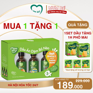 COMBO 3 chai dầu ăn dặm bổ não Mămmy 30ml gồm dầu Olive, cá hồi, hạt lanh cho bé từ 6 tháng tuổi