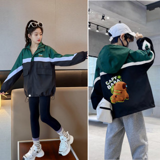 Áo khoác trẻ em size đại FAK4G phối sọc in hình CAPYBARA chất dù dày dặn FIVEBE